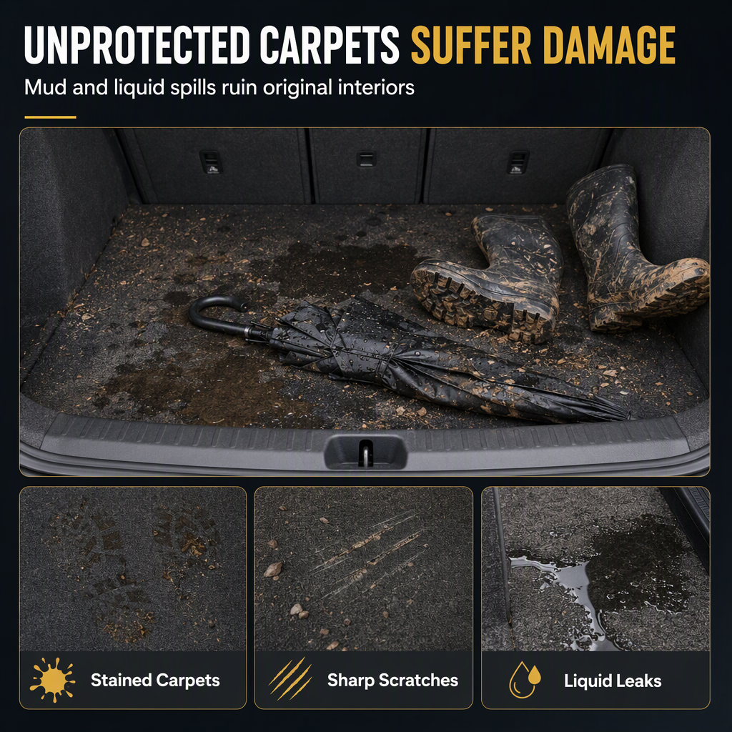 Universal PVC Leather Car Trunk Mat Cargo Liner for Sedans and SUVs Easy to Clean 100x70cm