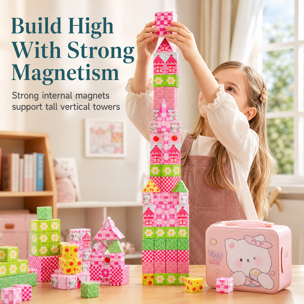 Magnetic Set for Kids Educational Construction Toys for Toddlers and Girls Age 3 to 6 Birthday Gift with Storage Box