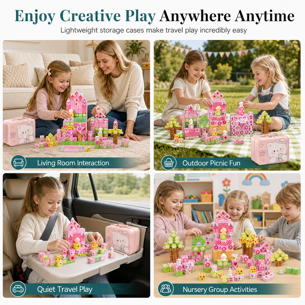 Magnetic Set for Kids Educational Construction Toys for Toddlers and Girls Age 3 to 6 Birthday Gift with Storage Box