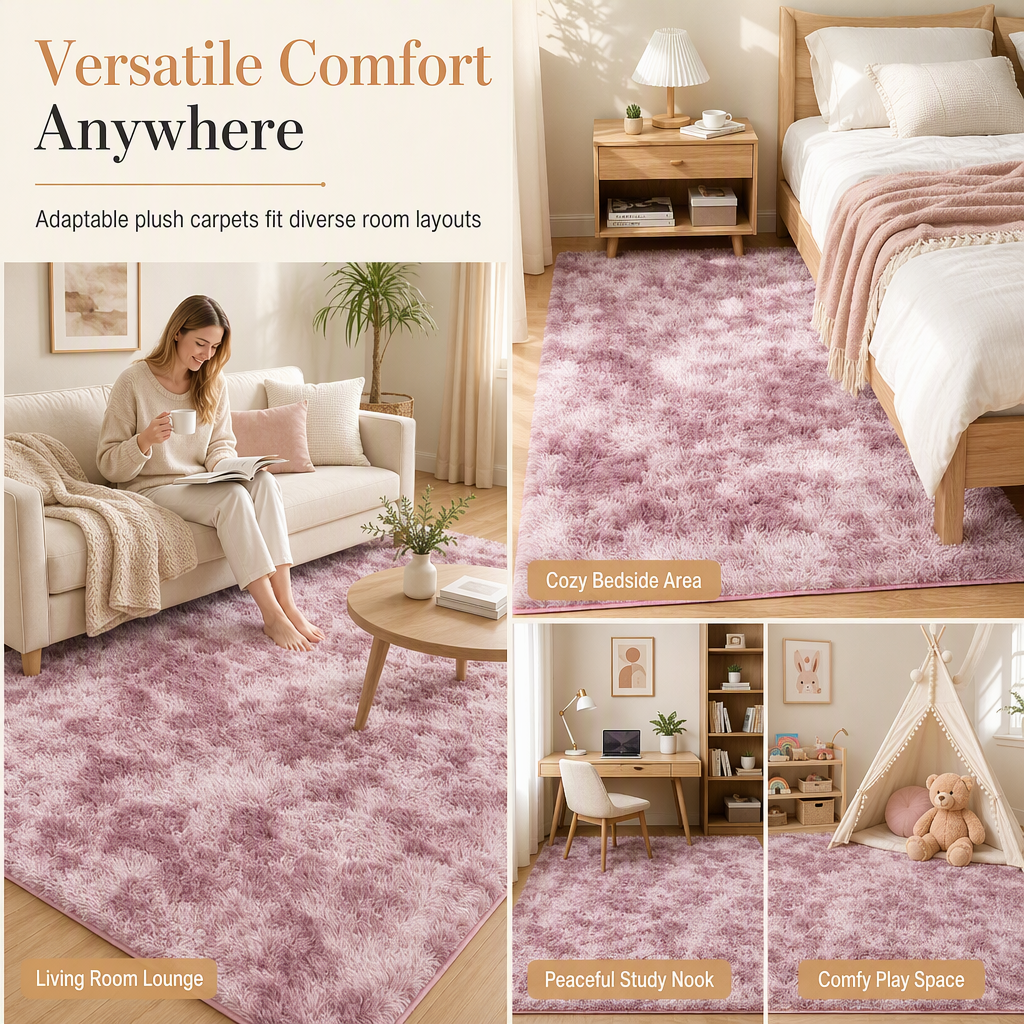 🧸 Soft Fluffy Velvet Rug: Dense Plush, Non-Shed, Cloud Comfort, for Living Room & Bedroom