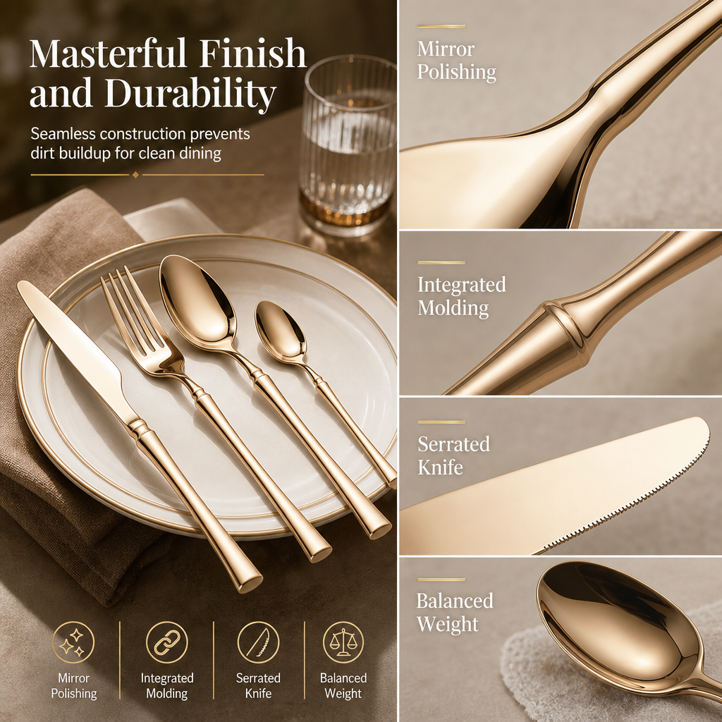 🍽️ LIMITED-TIME 50% OFF! ✨ 304 Stainless Steel Cutlery Set – Slim Elegant, Mirror Polished, Comfort Grip 🥂