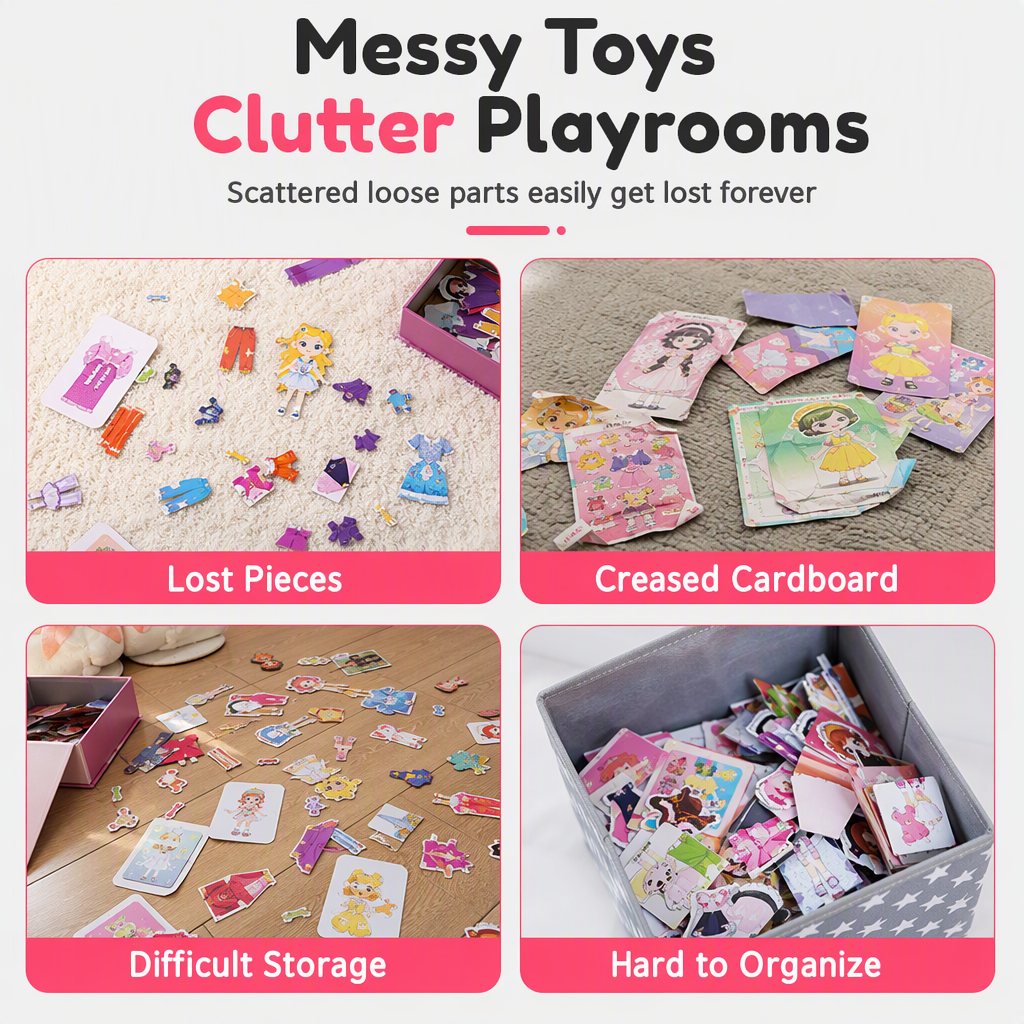 ⏳Time-Limited Special⏰29-Piece Magnetic Princess Dress-Up Set for Girls Ages 3–6 – 3-in-1 3D Outfit & Scene Matching Toy