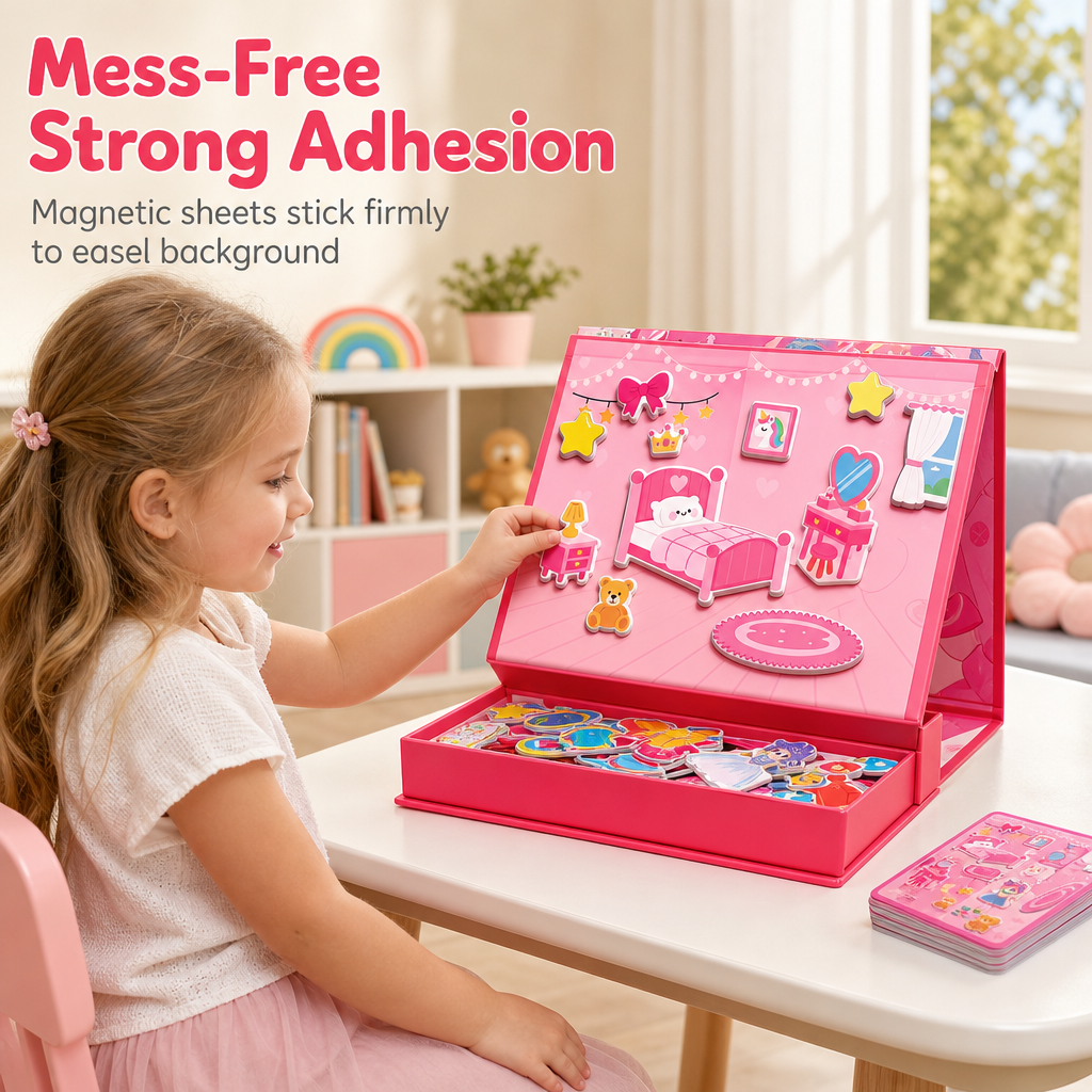 ⏳Time-Limited Special⏰29-Piece Magnetic Princess Dress-Up Set for Girls Ages 3–6 – 3-in-1 3D Outfit & Scene Matching Toy