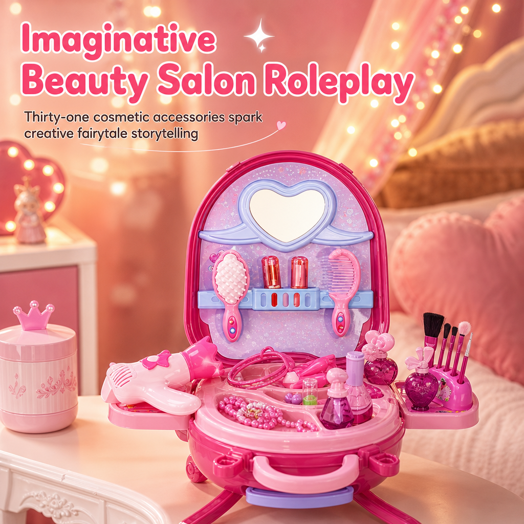 👑 50% Off Now ✨ 3-in-1 Princess Vanity Suitcase — 30 Makeup Toys & Rolling Trolley 🧳