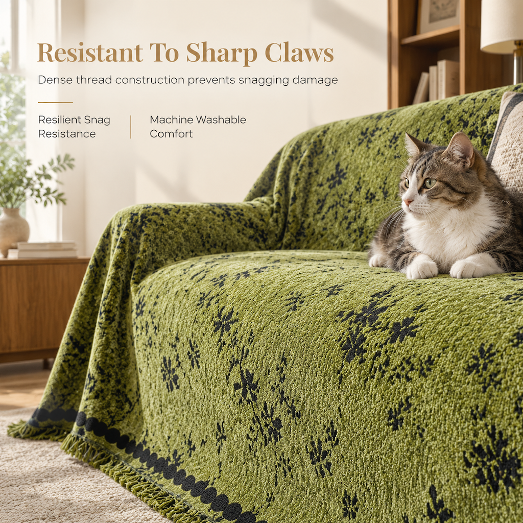 📢📢50% OFF !! ⏰French Style Chenille Sofa Cover Cat Scratch Resistant Universal Couch Slipcover Throw Blanket