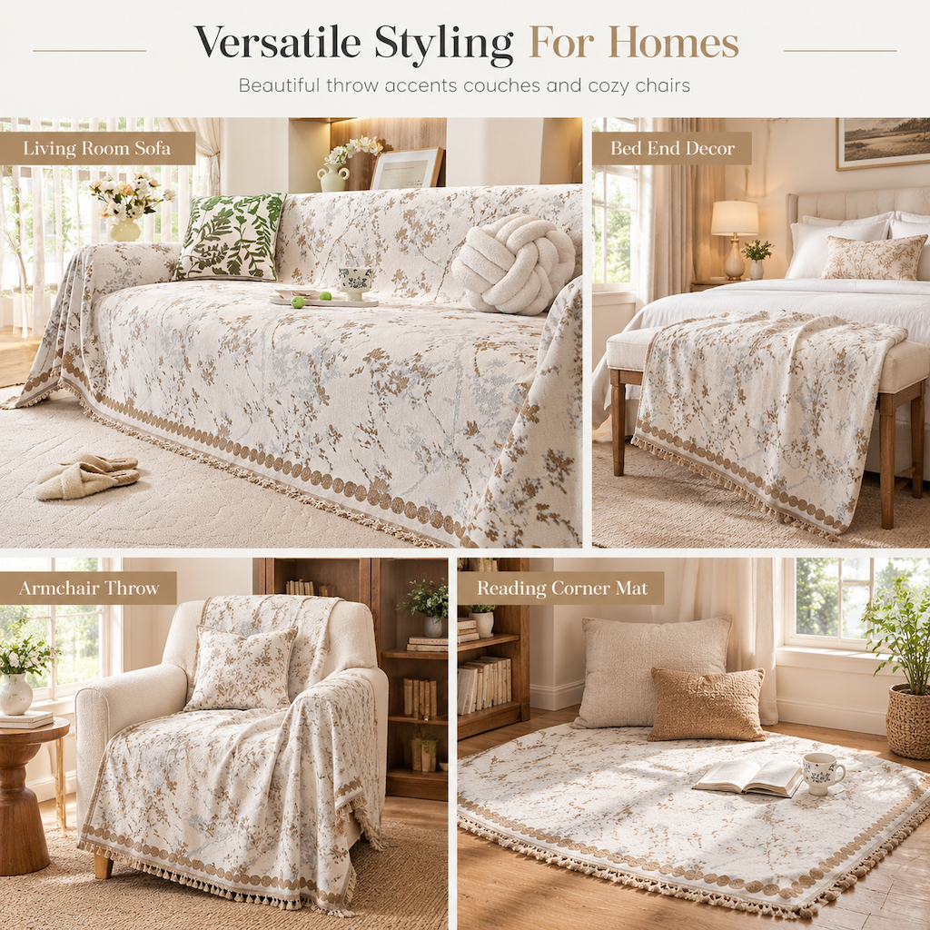 📢📢50% OFF !! ⏰French Style Chenille Sofa Cover Cat Scratch Resistant Universal Couch Slipcover Throw Blanket