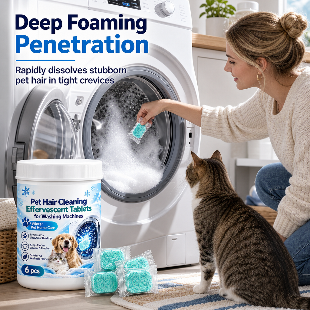 Pet Hair Washing Machine Cleaning Effervescent Tablets for Pet Households 6 Count