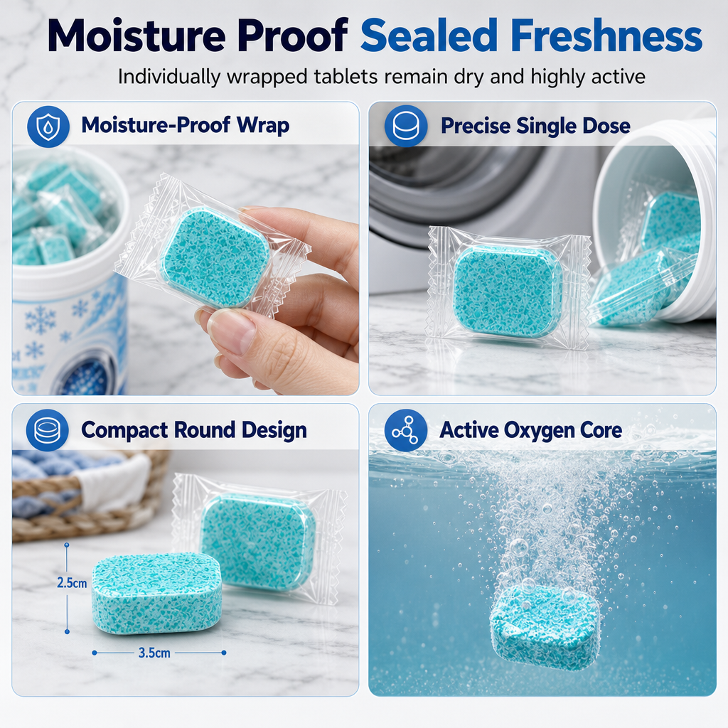 Pet Hair Washing Machine Cleaning Effervescent Tablets for Pet Households 6 Count