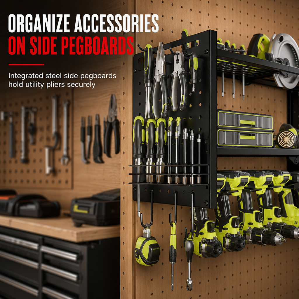 ⏳Time-Limited Special⏰Wall Mounted Heavy Duty Iron Power Tool Organizer and Garage Drill Storage Rack