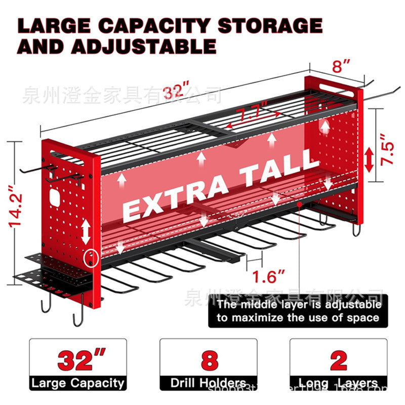 ⏳Time-Limited Special⏰Wall Mounted Heavy Duty Iron Power Tool Organizer and Garage Drill Storage Rack