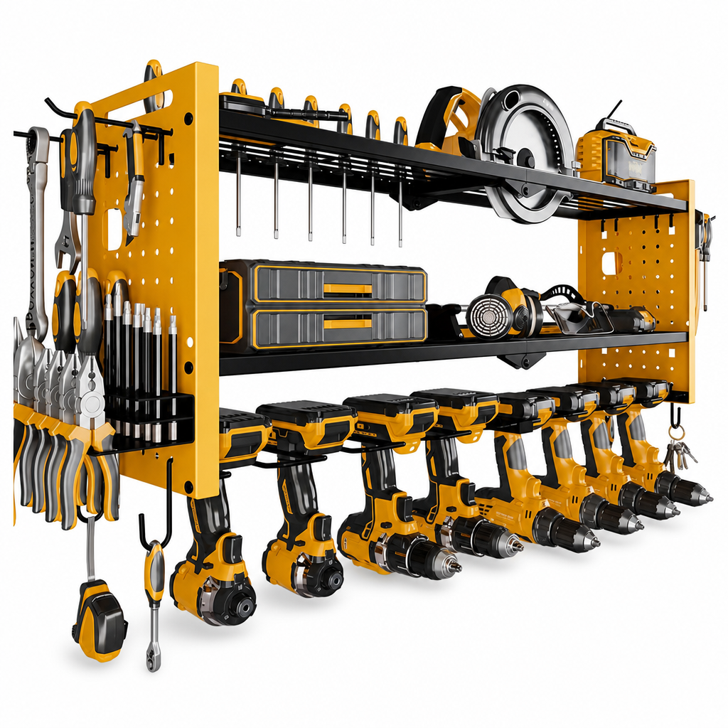 ⏳Time-Limited Special⏰Wall Mounted Heavy Duty Iron Power Tool Organizer and Garage Drill Storage Rack