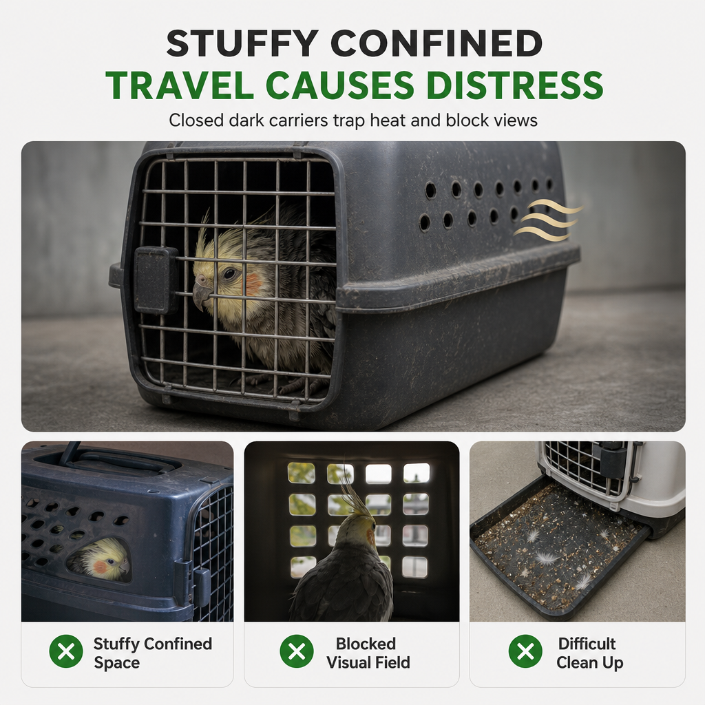 Portable Transparent Bird Carrier Backpack for Parrots and Cockatiels Travel Bag with Perch