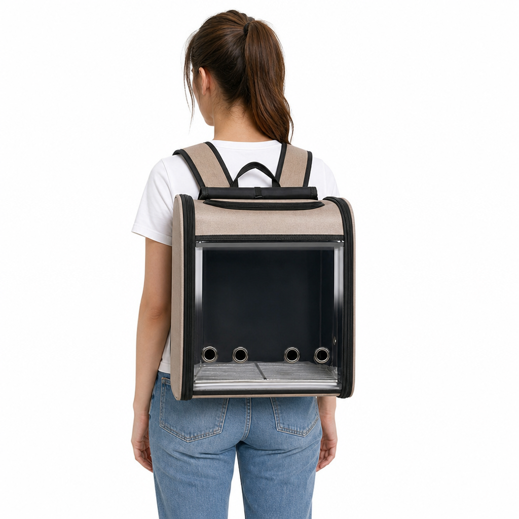 Portable Transparent Bird Carrier Backpack for Parrots and Cockatiels Travel Bag with Perch