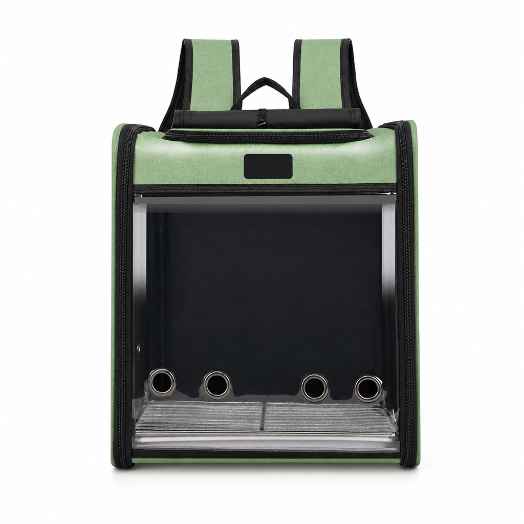 Portable Transparent Bird Carrier Backpack for Parrots and Cockatiels Travel Bag with Perch