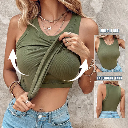 🔥 Promotion - 50% off✨ Women's ribbed knit tank top with shelf bra